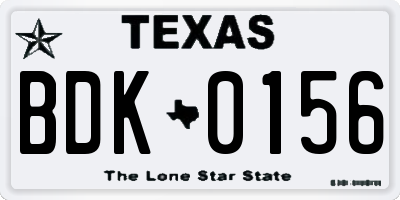 TX license plate BDK0156