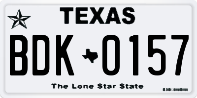 TX license plate BDK0157