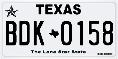 TX license plate BDK0158