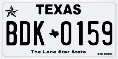 TX license plate BDK0159