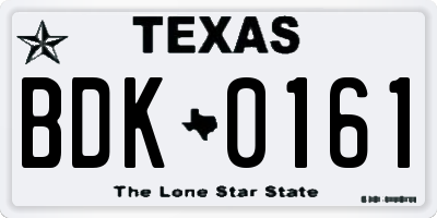 TX license plate BDK0161