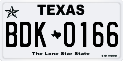 TX license plate BDK0166