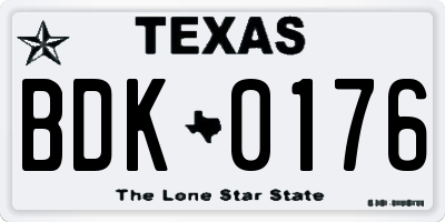TX license plate BDK0176