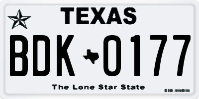 TX license plate BDK0177