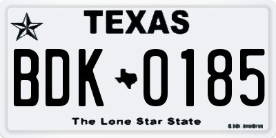 TX license plate BDK0185