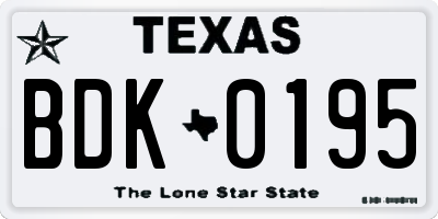 TX license plate BDK0195