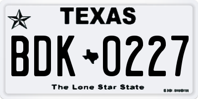 TX license plate BDK0227