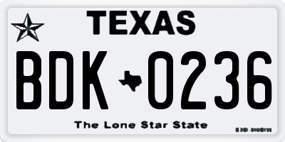TX license plate BDK0236