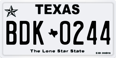 TX license plate BDK0244