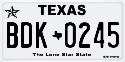 TX license plate BDK0245