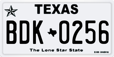 TX license plate BDK0256