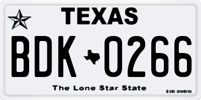 TX license plate BDK0266