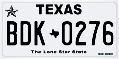 TX license plate BDK0276