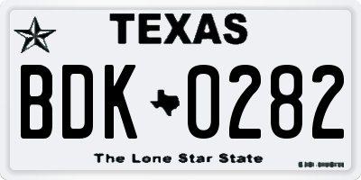 TX license plate BDK0282