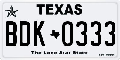 TX license plate BDK0333