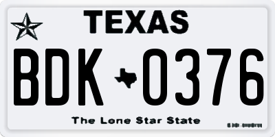TX license plate BDK0376