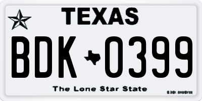 TX license plate BDK0399