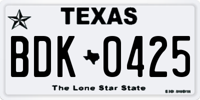 TX license plate BDK0425