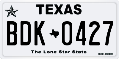 TX license plate BDK0427