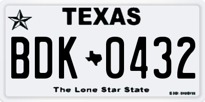 TX license plate BDK0432