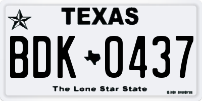 TX license plate BDK0437