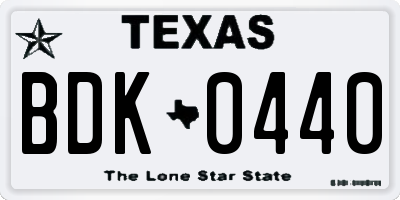 TX license plate BDK0440
