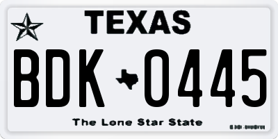 TX license plate BDK0445
