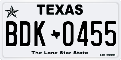 TX license plate BDK0455
