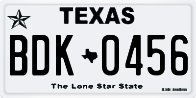 TX license plate BDK0456