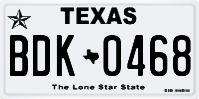 TX license plate BDK0468
