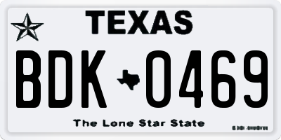 TX license plate BDK0469