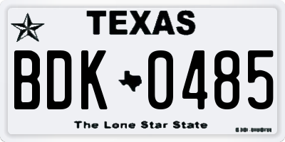 TX license plate BDK0485