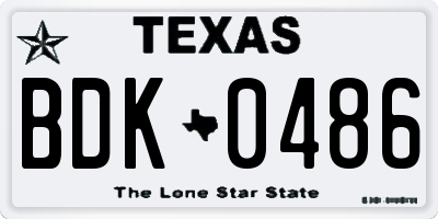 TX license plate BDK0486