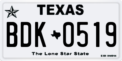 TX license plate BDK0519