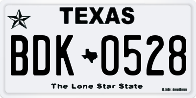 TX license plate BDK0528