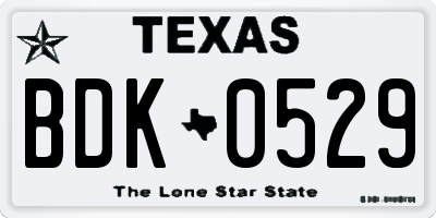 TX license plate BDK0529