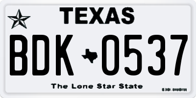 TX license plate BDK0537