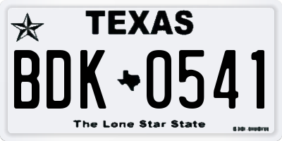 TX license plate BDK0541