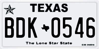 TX license plate BDK0546