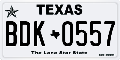 TX license plate BDK0557