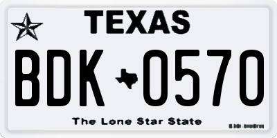 TX license plate BDK0570