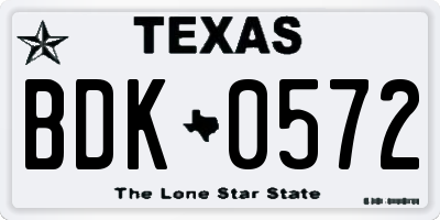 TX license plate BDK0572