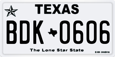 TX license plate BDK0606