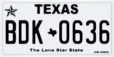 TX license plate BDK0636
