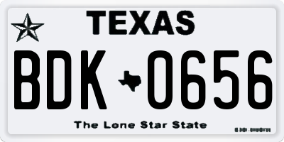 TX license plate BDK0656