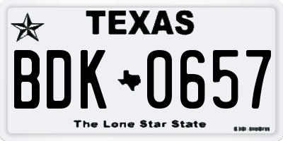 TX license plate BDK0657