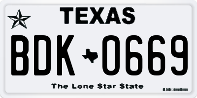 TX license plate BDK0669