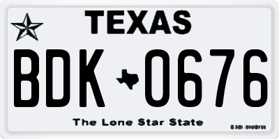 TX license plate BDK0676