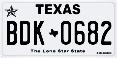 TX license plate BDK0682