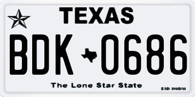 TX license plate BDK0686